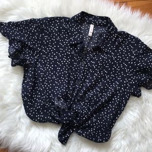 Ruffle sleeve button up blouse